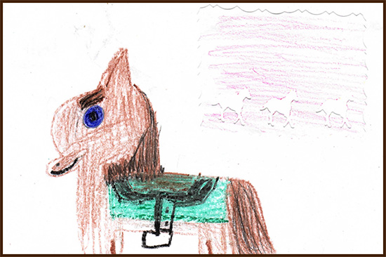 Card Front: Hand drawn horse